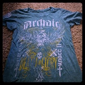 Teal affliction skull shirt